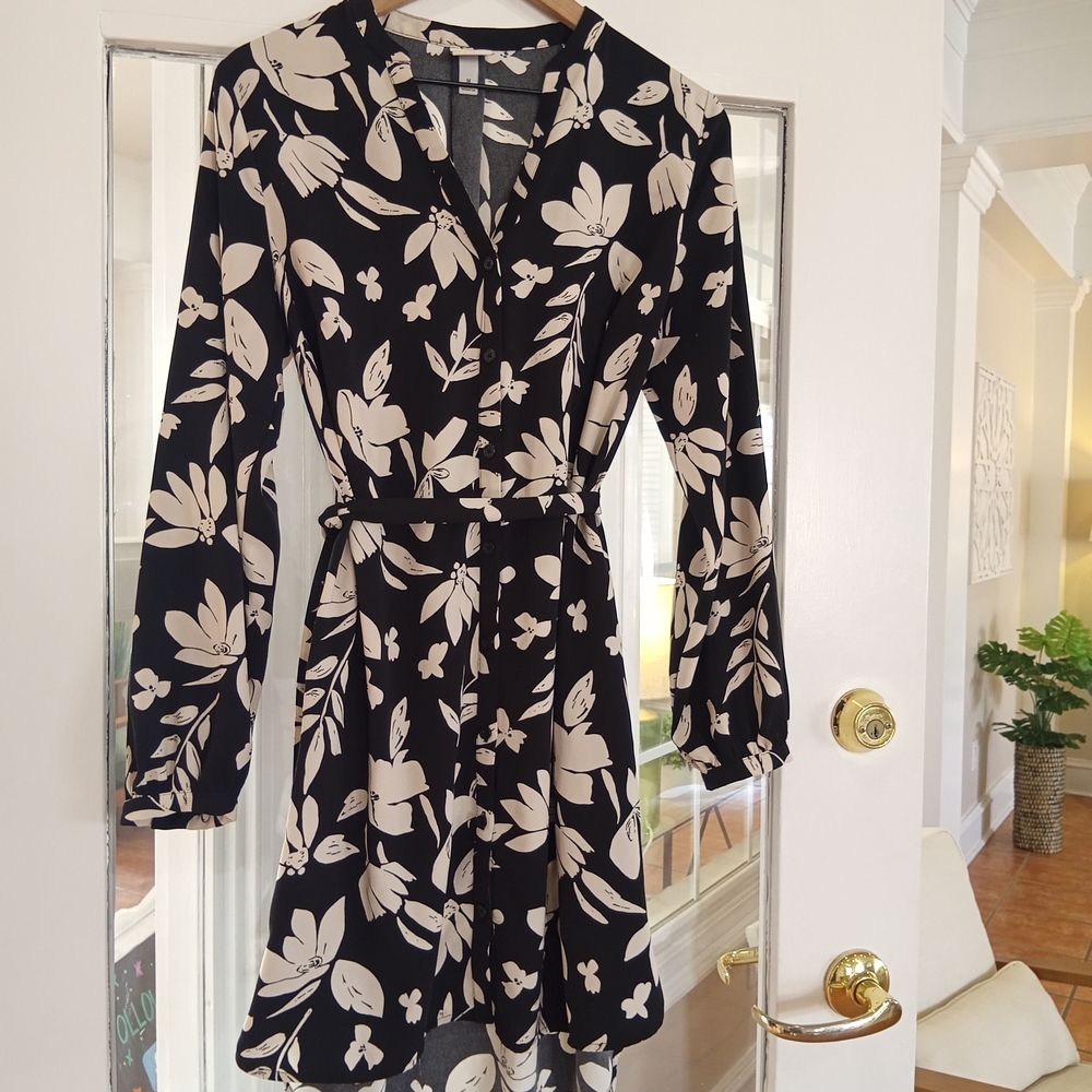 Floral Black and Cream Dress